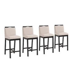 Imagem de Conjunto 4 Banquetas Estofadas Madeira Maciça Dani Preto Tec Algodão