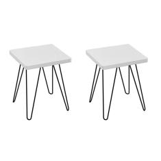 Imagem de Kit 2 Banquetas Quadradas Pés em Metal Produto Sustentável