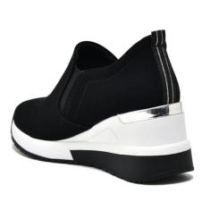 Imagem de Tênis Feminino Anabela Slip On Nobuck Preto Prata Via Marte 046-002-01