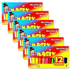 Imagem de Kit 6 caixas de massinha de modelar Magix 180g com 12 cores cada