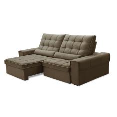 Imagem de Sofá 5 Lugares Retrátil e Reclinável Alasca Veludo Castor