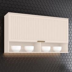 Imagem de Armário Aéreo Cozinha 120 Cm Connect 1 Porta Ripado Off White - Henn