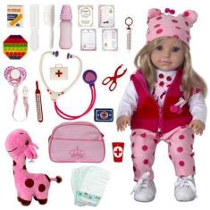 Imagem de Bebê Reborn Baby Boneca Cabelo Loiro + Enxoval Completo - Cegonha Rebo
