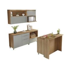 Imagem de Cozinha Modulada 100% Mdf 6 Peças Nesher Marquesa Marrom Verde