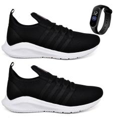 Imagem de Kit 2 Pares Tênis Masculino Esportivo De Academia Corrida Treino Confortável Leve Macio + Relógio-Masculino