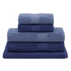 Imagem de Jogo Toalhas Banho Buddemeyer 5p Fio Penteado Azul 0120