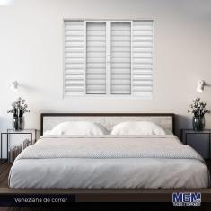 Imagem de Janela Veneziana de Alumínio 6 Folhas Vidro Liso 100x120cm MGM Branco