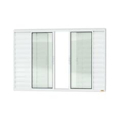 Imagem de Janela de Aluminio Veneziana de Correr 100x100cm 6 Folhas com Vidro Li