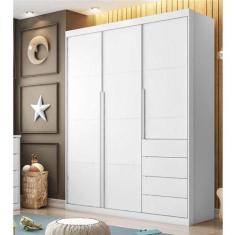 Imagem de Guarda Roupa Mdf Infantil Pérola Com 3 Portas Branco - Phoenix Baby