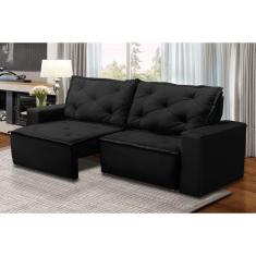 Imagem de Sofá Retrátil E Reclinável 3 Lugares Com Molas 1,50M Alana Suede Preto
