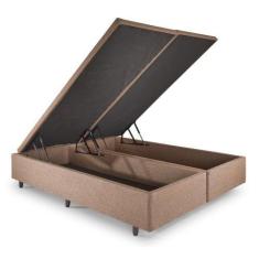 Imagem de Base Box Baú Casal Bipartido 138x188x42cm Linho Marrom - Cama inHouse