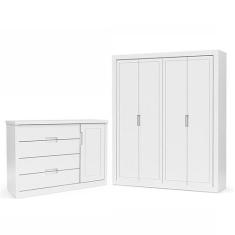 Imagem de Jogo De Quarto Infantil Com Guarda Roupa 4 Portas E Cômoda Tutto New B