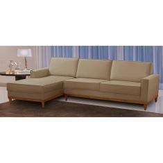 Imagem de Sofá 3 Lugares 2,10m Living Com Chaise Esquerdo Lavinia Linho Bege Adonai Estofados