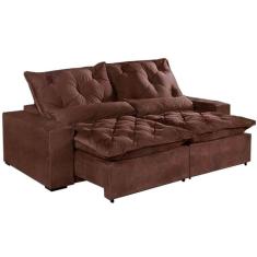 Imagem de Sofá 4 Lugares Elegance Retrátil e Reclinável com Tecido Suede de 230cm Cor Marrom