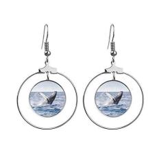 Imagem de Brincos com imagem de natureza de peixe jubarte oceano pendentes joia círculo gota