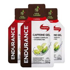 Imagem de Kit 3 Endurance Caffeine Gel Vitafor Caixa 12 sachês Limão