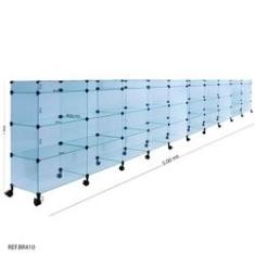 Imagem de Balcão de Atendimento Modulado em Vidro com Rodízios + Porta Bijuterias - 5,00 x 1,10 x 0,40
