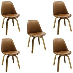 Imagem de Kit 5 Cadeiras Decorativas Sala e Escritório Softline Marrom