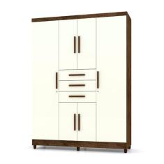 Imagem de Guarda Roupa Solteiro 6 Portas e 3 Gavetas Imperial Imbuia/Champanhe - Pallazio