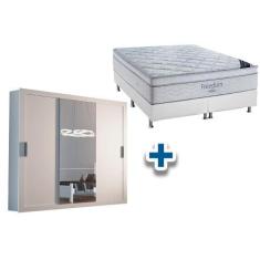 Imagem de Cama Box Casal + Colchão Freedom Ortobom + Guarda Roupa Veneza Luxo Br