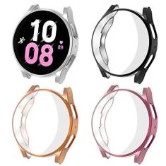 Imagem de 4 peças protetoras de tela para Samsung Galaxy Watch 5 capa de 40 mm e 44 mm/FE 40 mm masculino/feminino, macia e totalmente banhada a arranhões + capa protetora para Samsung Galaxy Watch 4 capa de 44