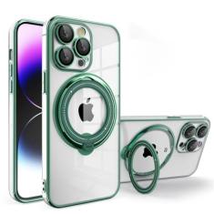 Imagem de Capa de telefone transparente magnética com anel de chapeamento para iPhone 15 14 Pro Max 13 12 11 XR XS X 7 8 Plus Capa de carregamento sem fio, verde, para iPhone XS Max