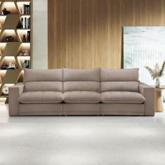 Imagem de Sofá 5 Lugares Martinho Retrátil Veludo Bege Escuro - Celflex