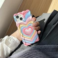 Imagem de Capa de telefone com onda de corações cremosos multicoloridos para iPhone 13 11 12 14 Pro Max 12promax Capa macia Moda Capas de silicone fofas, WT438, para iPhone 12