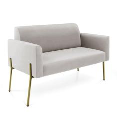 Imagem de Sofá Namoradeira 2 Lugares Pé De Ferro Dourado Marisa Veludo Cinza D03