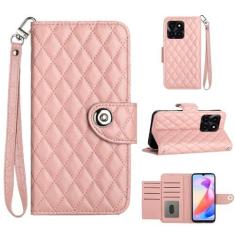 Imagem de Para Honor X6a, capa carteira com alça de pulso, capa flip de couro de encaixe magnético com 7 cartões e 1 compartimento para dinheiro, suporte feminino presente capa de telefone para Honor X6A 4G