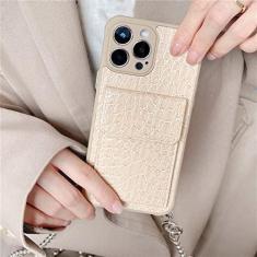 Imagem de Couro luxuoso slot para cartão crossbody colar cordão capa macia para iphone 14 13 12 11 pro max capa xs xr 8 7 plus se3, borwn claro, para iphone 12 promax