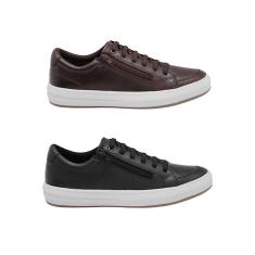 Imagem de Kit 2 Tênis Masculino em Couro Legítimo Calce Fácil com Zíper-Masculino