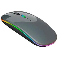Imagem de Mouse Sem Fio Wireless Recarregável RGB Gamer 1600dpi Cinza