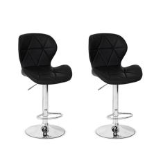 Imagem de Conjunto 02 Banquetas Slim Couro PU Regulagem de Altura - Preta