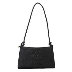 Imagem de Pequenas bolsas de ombro Tote para mulheres Bolsa de mão clássica retrô Bolsa de embreagem fofa e bolsa de mão (Black)