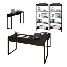 Imagem de Conjunto Escritório Mesa Em L Aparador E 2 Estantes Studio Industrial
