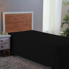 Imagem de Lençol Solteiro Premium Percal Microfibra 400 Fios - Preto - Bordando