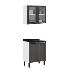 Imagem de Cozinha compacta 2 Peças 4 Portas Florença Itatiaia Grafite/Branco