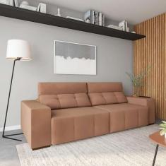 Imagem de Sofá 4 Lugares Retrátil e Reclinável Milão Suede Marrom - Mobly