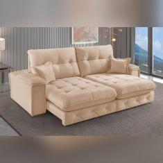 Imagem de Sofá Retrátil Reclinável 250cm Istambul Yescasa Bege