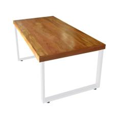 Imagem de Mesa Madeira Maciça para Ambiente Biofílico Bernardo com Ferragem 2,20m Branco