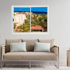 Imagem de Janela Vitrô de Alumínio 2 Folhas 100 x 80cm Modular Esquadrias Bergame Branco