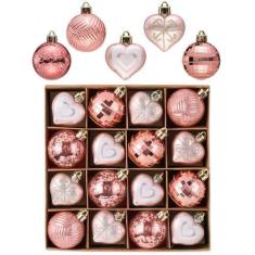 Imagem de Enfeites de Natal Valery Madelyn Heart 5 cm 16 unidades em ouro rosa