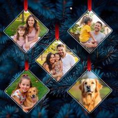 Imagem de ArtPix 3D Enfeite de Natal personalizado - Enfeites de árvore de Natal com foto personalizada de vidro - Decoração de família com imagem personalizada para crianças, mãe, pai, amigos, amores -
