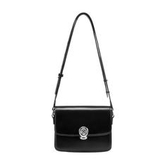 Imagem de Bolsa pequena de couro para mulheres: bolsas de ombro pretas bolsa transversal - alças ajustáveis para férias clássicas femininas, Preto