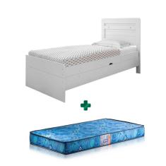 Imagem de Cama Baú Solteiro Larissa Branco Framar Com Colchão Gazin