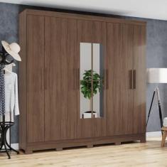 Imagem de Guarda-roupa 8 Portas 4 Gavetas com Espelho B51 Castanho Hp
