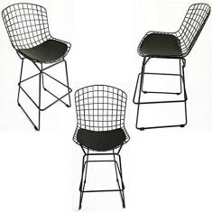 Imagem de Kit 3 Banquetas BERTÓIA preta altura 60cm - Poltronas do Sul