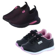Imagem de KIT 2 PARES Tenis Infantil Calce Facil Menina Pink K Telinha e Escolar Rosa Kidstep-Feminino