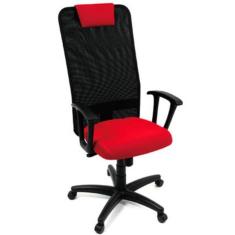 Imagem de Cadeira Presidente Apoio De Cabeça Linha Tela Mesh Vermelho